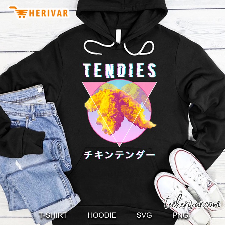 Vaporwave Tendies Chicken Tenders Japanese Kanji Glitch Art Premium Hoodie