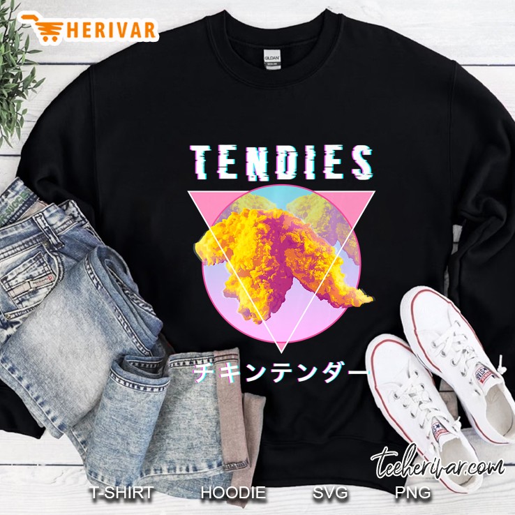 Vaporwave Tendies Chicken Tenders Japanese Kanji Glitch Art Premium Sweatshirt