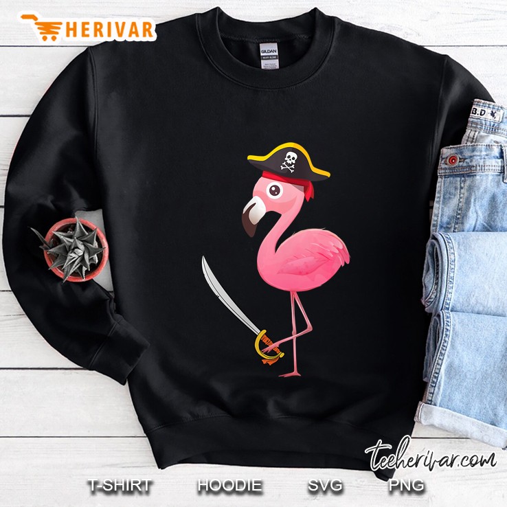 Womens Funny Pirate Flamingo Halloween Costume Sweatshirt