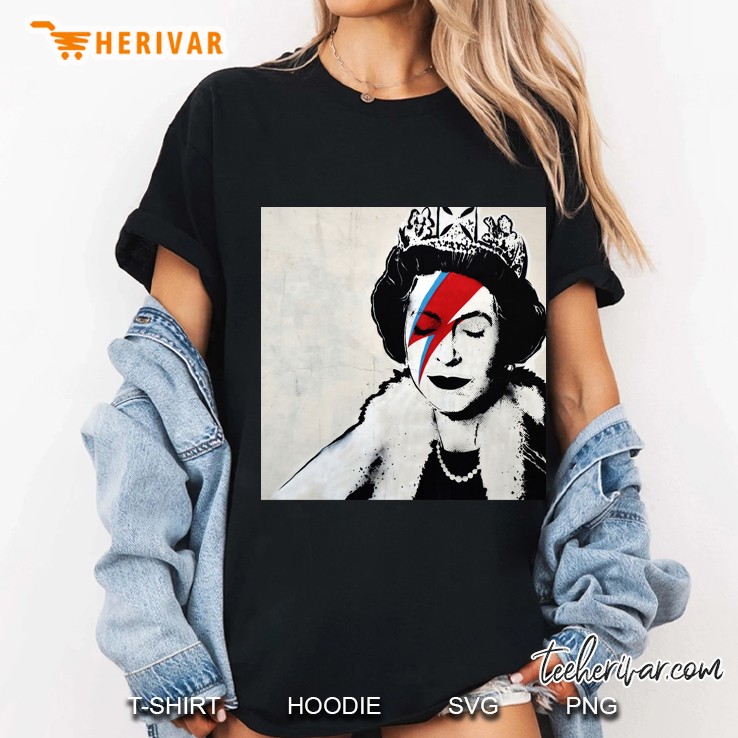 Banksy Uk England Queen Elisabeth With David Bowie Rockband Face Makeup Chiffon Top Hoodie