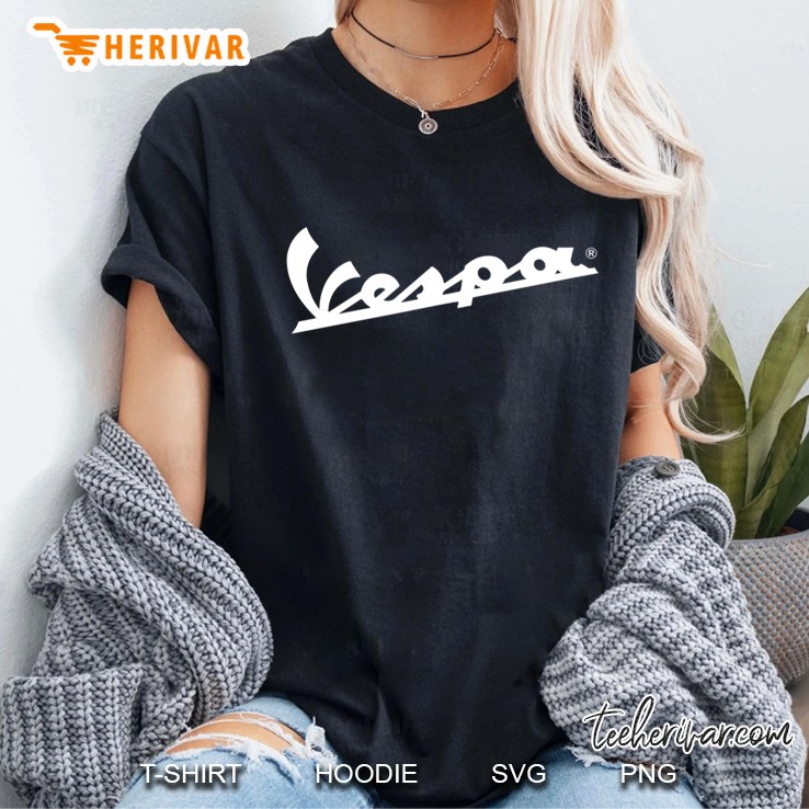 Vespa Logo White Fitted Hoodie