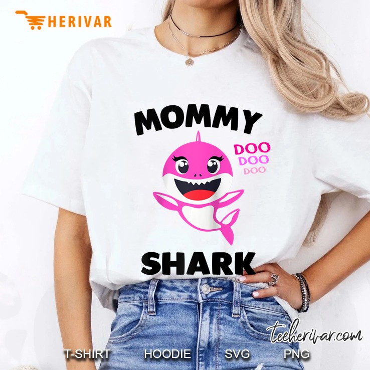 Mommy Shark Gift For Mom - Shark Baby Cute Matching Family Raglan Baseball Tee Ladies Tee