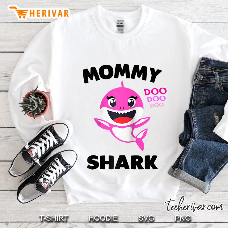 Mommy Shark Gift For Mom - Shark Baby Cute Matching Family Raglan Baseball Tee Sweatshirt