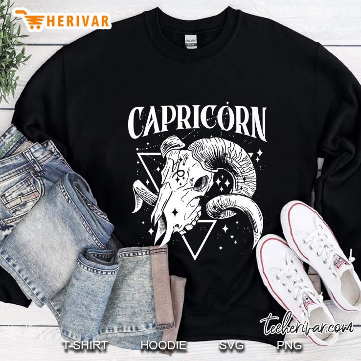 Blackcraft Zodiac Sign Capricorn Skull Magic Wand Witch Sweatshirt