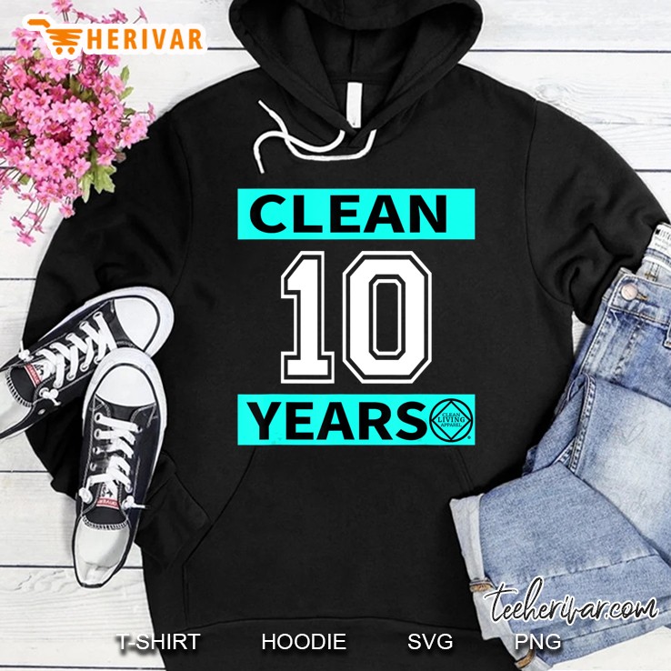 Clean Ten 10 Years Narcotics Anonymous Gifts S Na Aa Hoodie