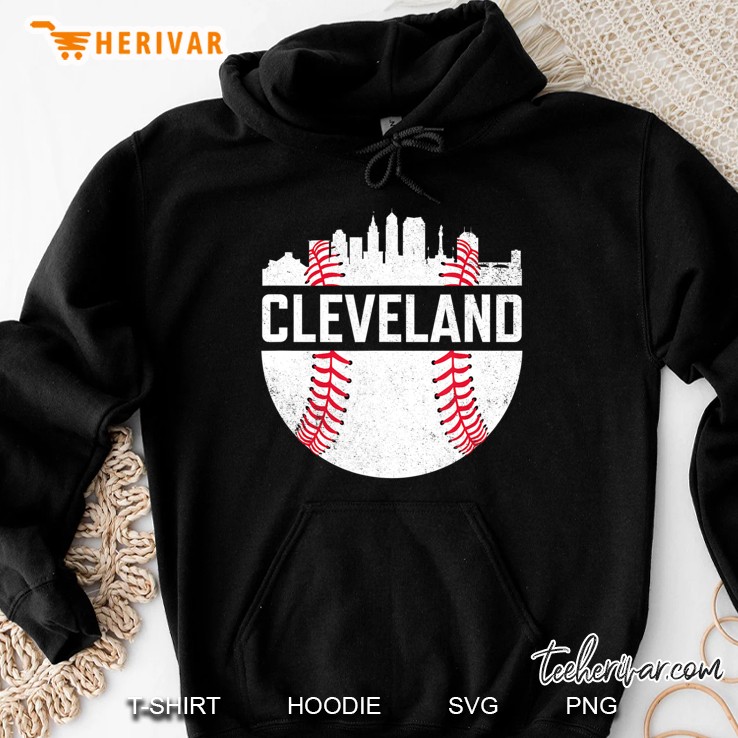 Cleveland Baseball Skyline Vintage Ohio Cle Retro Hoodie