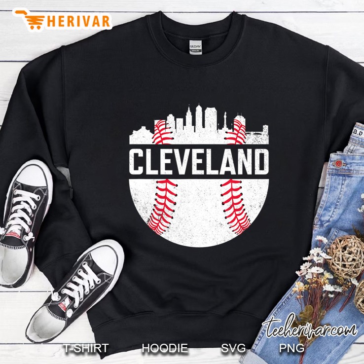 Cleveland Baseball Skyline Vintage Ohio Cle Retro Sweatshirt