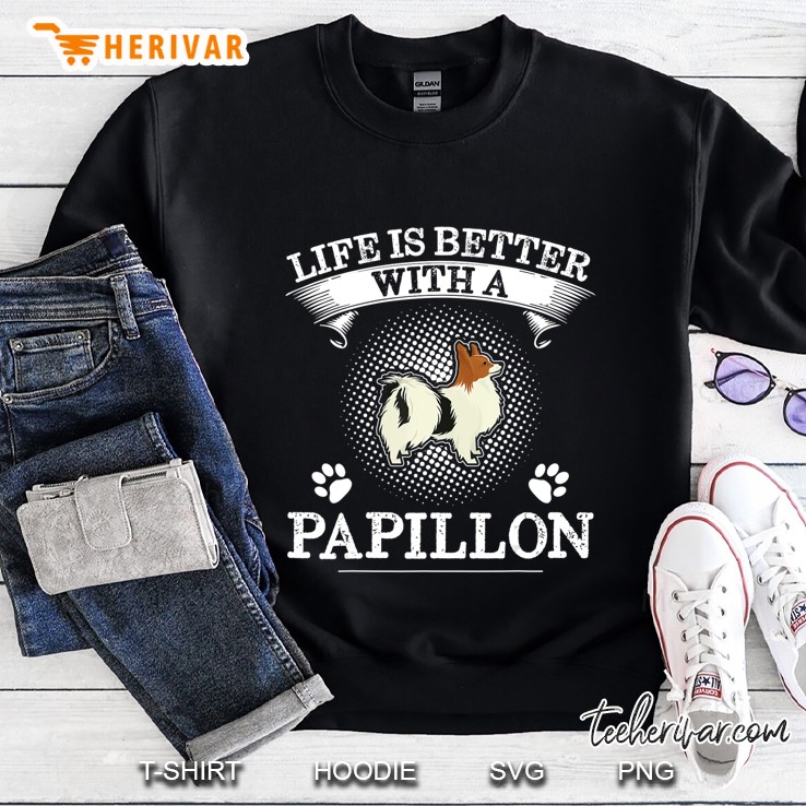 Life Is Better With A Papillon Shirt Cute Dog Lover Gift Mugs