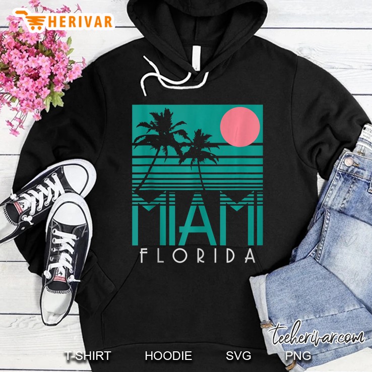 Miami Florida Vintage Retro Palm Trees Beach Summer Surf Tank Top Hoodie