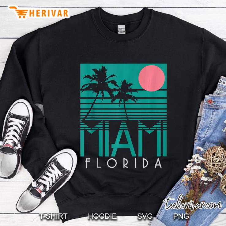 Miami Florida Vintage Retro Palm Trees Beach Summer Surf Tank Top Sweatshirt