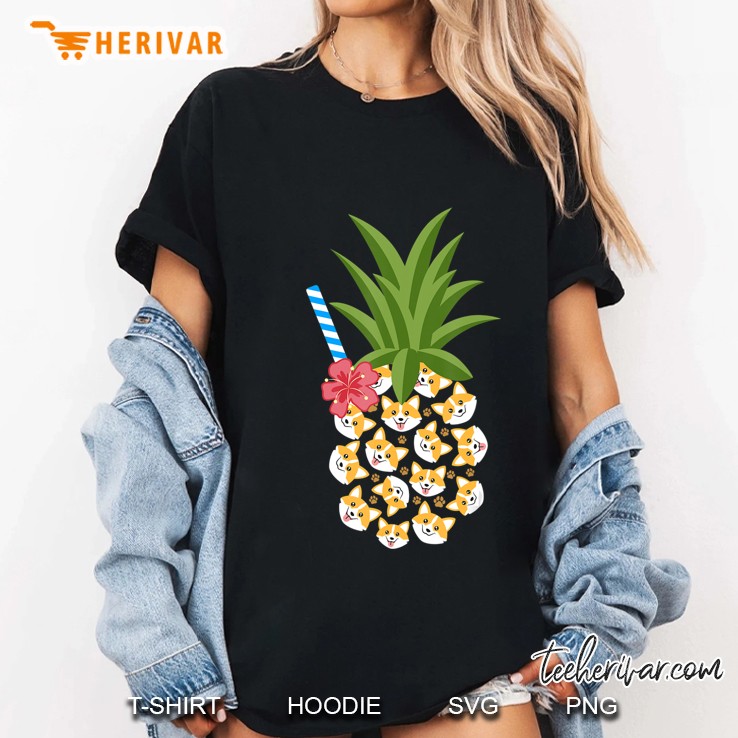 Pineapple Corgi Hawaiian Tropical Aloha Dog Lover Ladies Tee