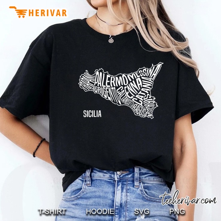 Sicilia Map Shirt Sicily, Italy Souvenir Clothing Ladies Tee