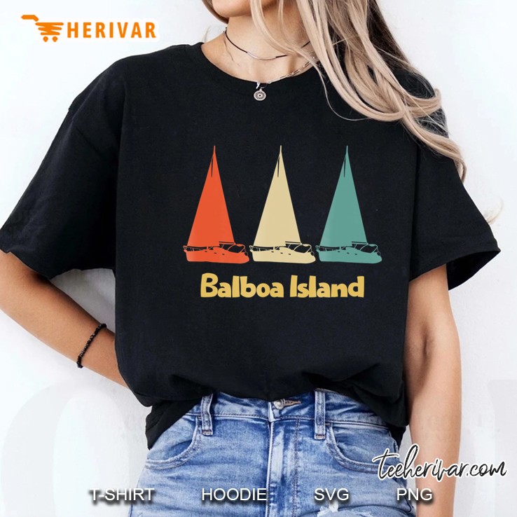 Vintage Retro Balboa Island Ca Sailboat Ladies Tee