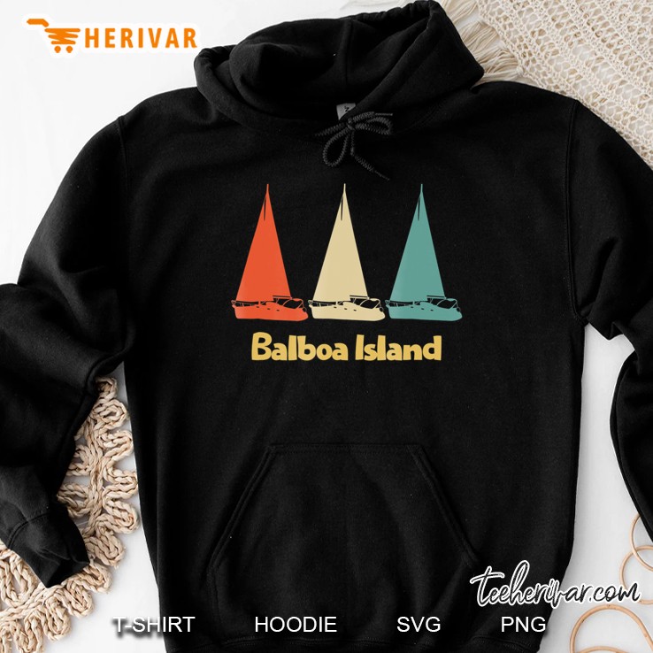 Vintage Retro Balboa Island Ca Sailboat Hoodie