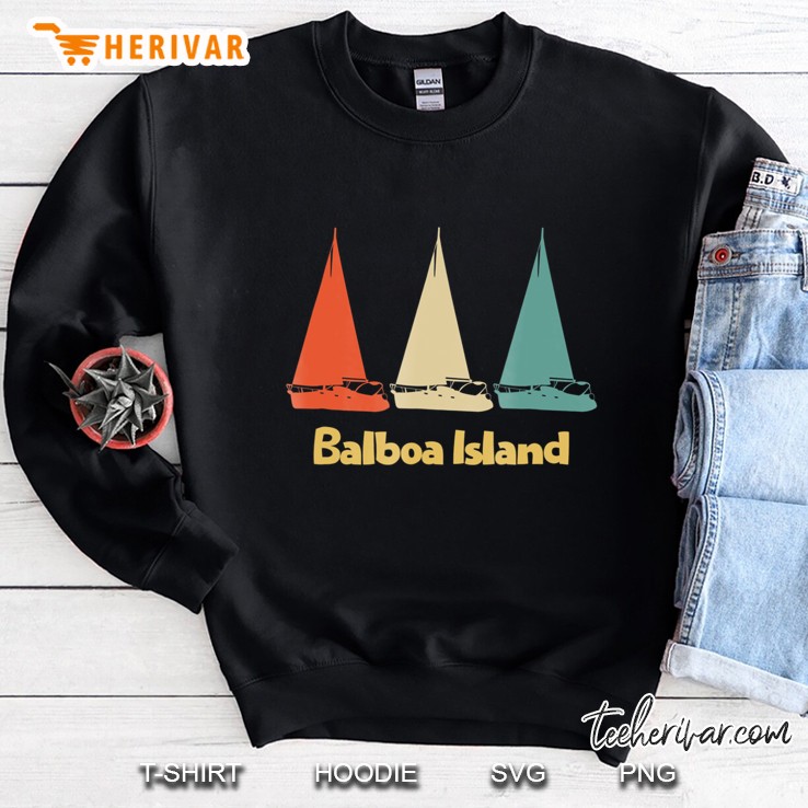 Vintage Retro Balboa Island Ca Sailboat Sweatshirt