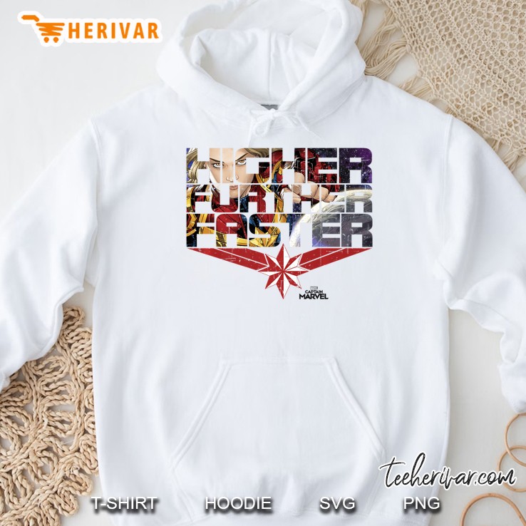 Captain Marvel Higher Faster Further Word Fill Premium Tee Mugs