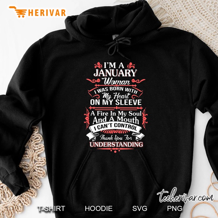 I'm A January Woman I Was Born With My Heart On My Sleeve Mugs