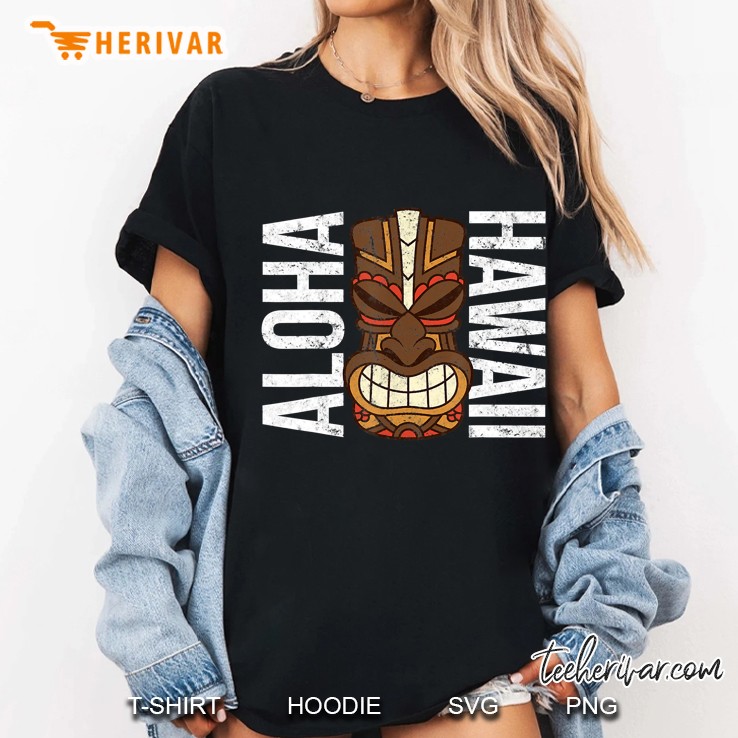 Aloha Hawaii Vibe Cute Top With Tiki Statue Ladies Tee