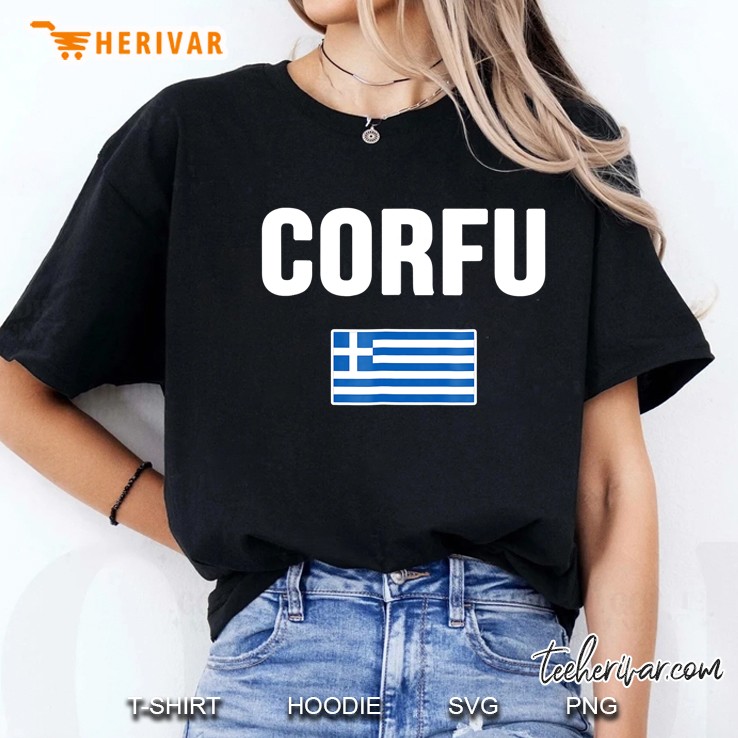 Corfu Greece Greek Flag Souvenir Tourist Vacation Ladies Tee
