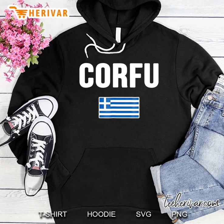 Corfu Greece Greek Flag Souvenir Tourist Vacation Hoodie