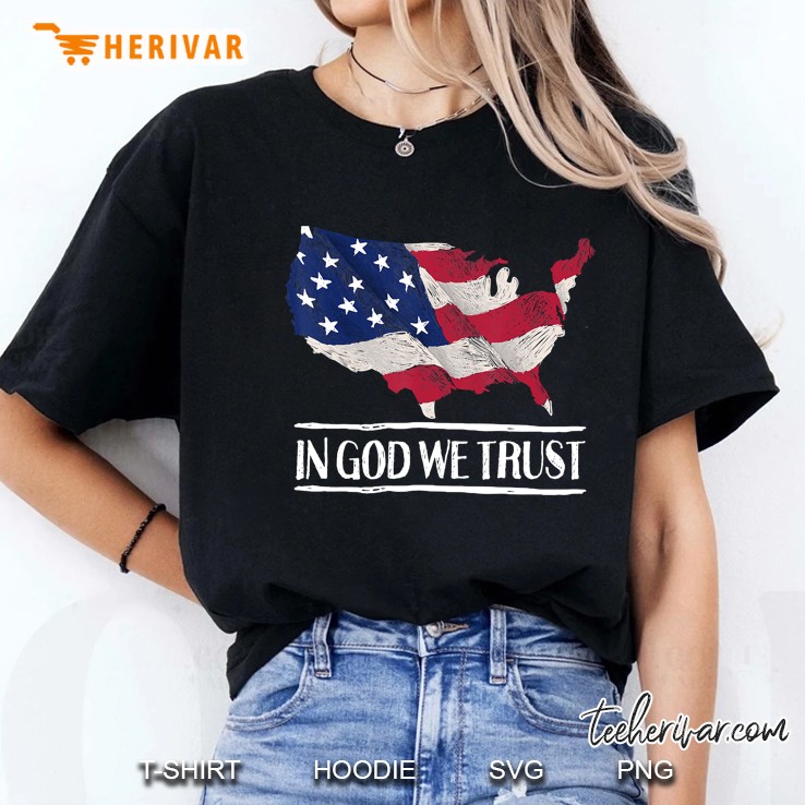 In God We Trust Patriotic Christian 4Th Of July Usa Flag Ladies Tee