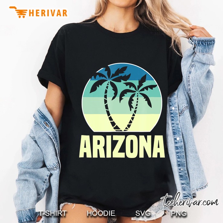 Retro Arizona Sunset Palm Tree Ladies Tee