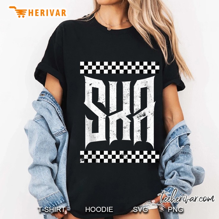 Ska Music Punk Reggae Retro Black White Squares Ladies Tee