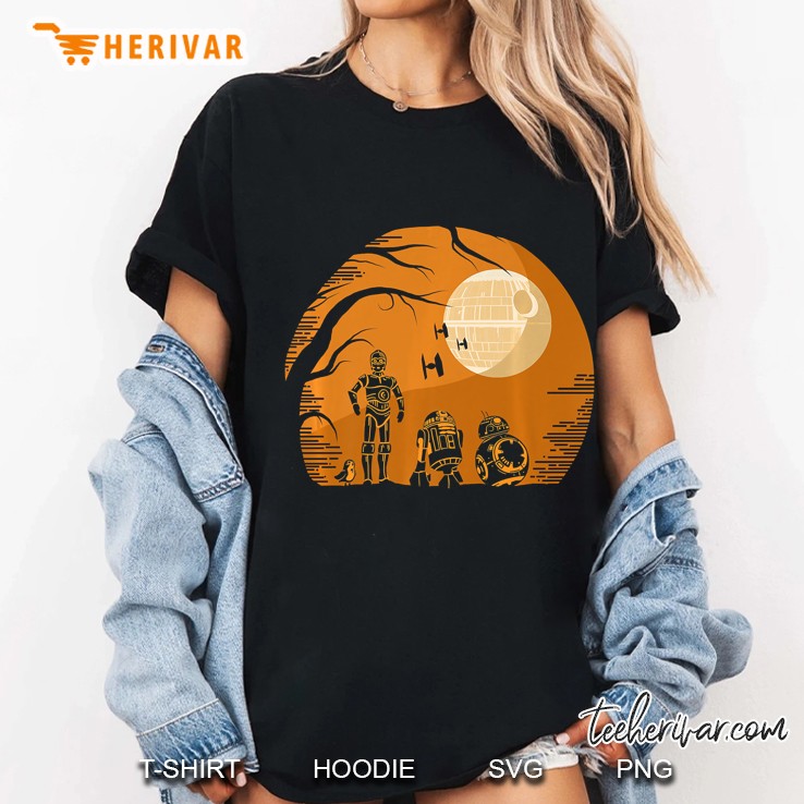 Star Wars Droids Halloween Orange Hue Death Star Portrait Ladies Tee
