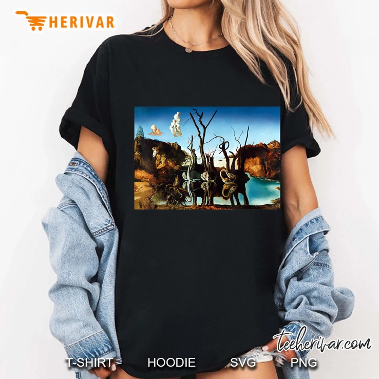 Swans Reflecting Elephants Famous Painting By Dali Ladies Tee