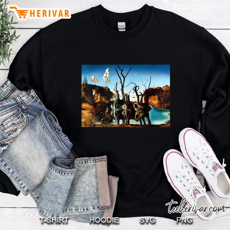 Swans Reflecting Elephants Famous Painting By Dali Sweatshirt