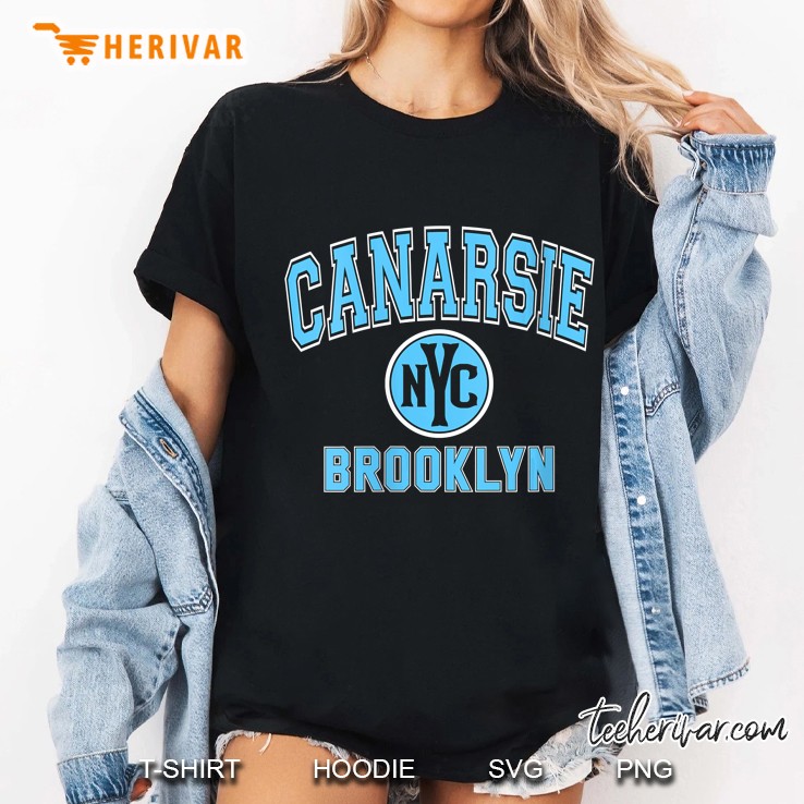 Womens Canarsie Nyc Varsity Style Light Blue Print Ladies Tee