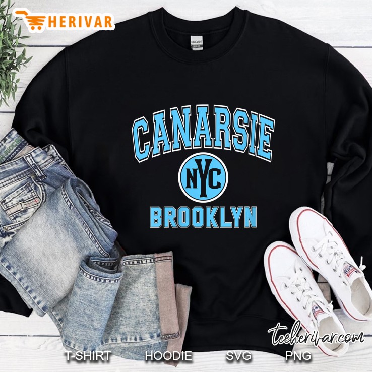 Womens Canarsie Nyc Varsity Style Light Blue Print Sweatshirt