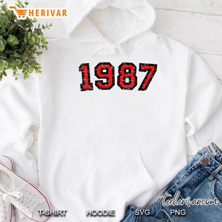 Vintage 1987 (Antique Black&Red) Birthday Hoodie