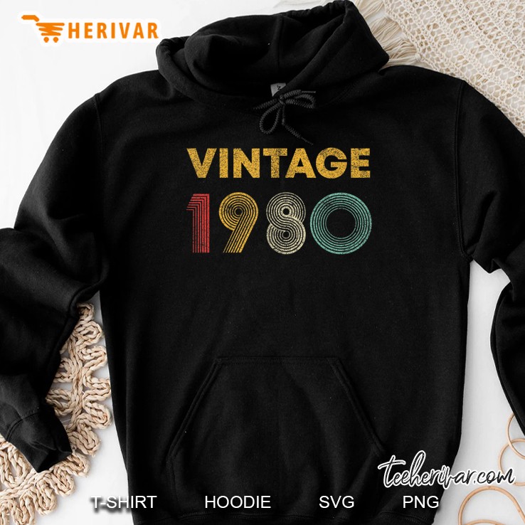 40Th Birthday Gift Idea Vintage 1980 Men Women Hoodie