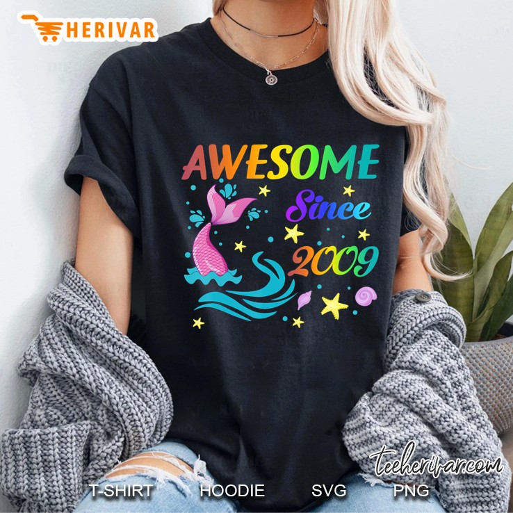 Awesome Since 2009-11Th Mermaid Birthday Girls Party Ladies Tee