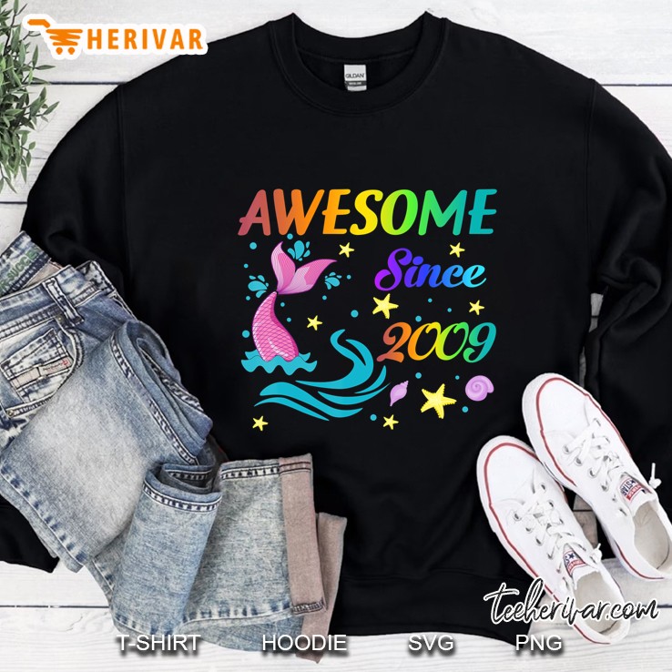 Awesome Since 2009-11Th Mermaid Birthday Girls Party Sweatshirt