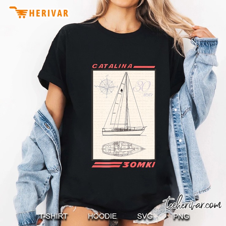 Catalina 30 Mki Sailboat Line Drawing Hoodie