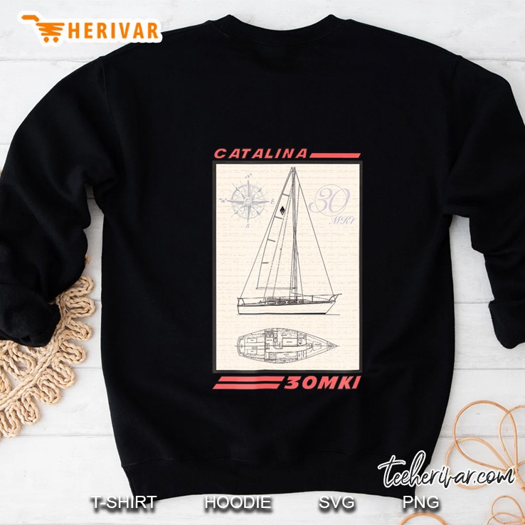 Catalina 30 Mki Sailboat Line Drawing Mugs