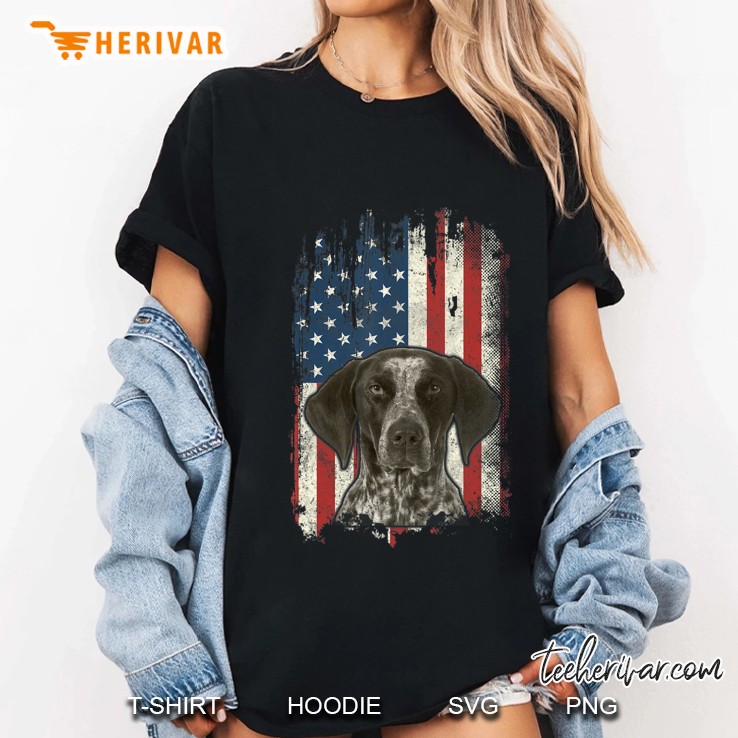 German Shorthaired Pointer American Flag Shirt Usa Gsp Dog Ladies Tee