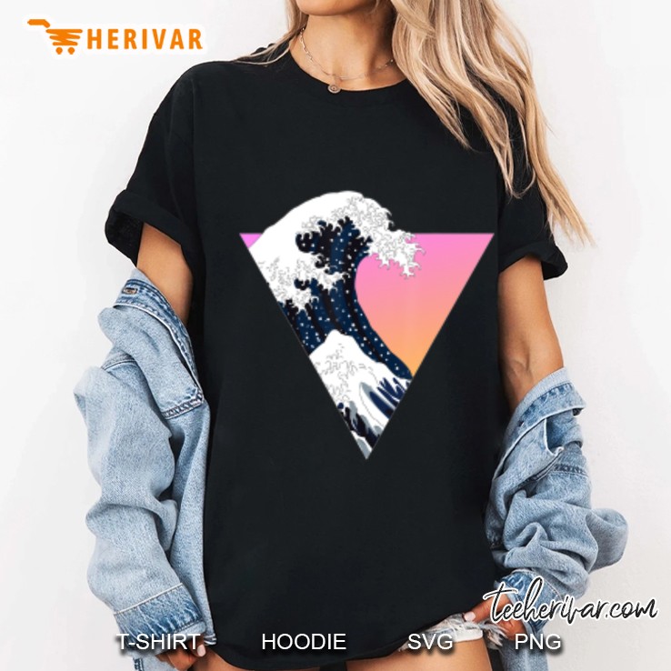 Japanese Style Triangle Wavestsunami Retro Vintage Ladies Tee