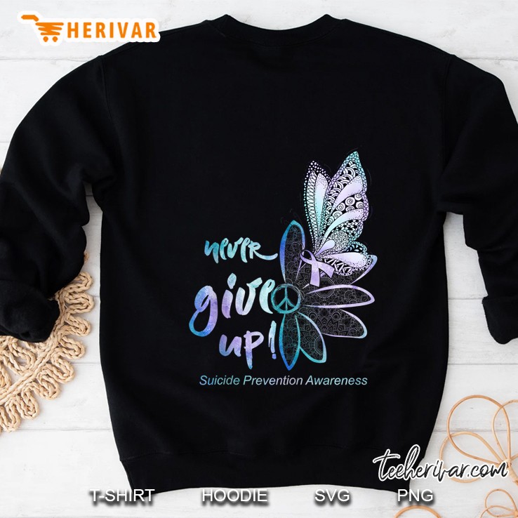 Never Give Up Butterfly Shirt Suicide Prevention Awareness Tank Top Mugs