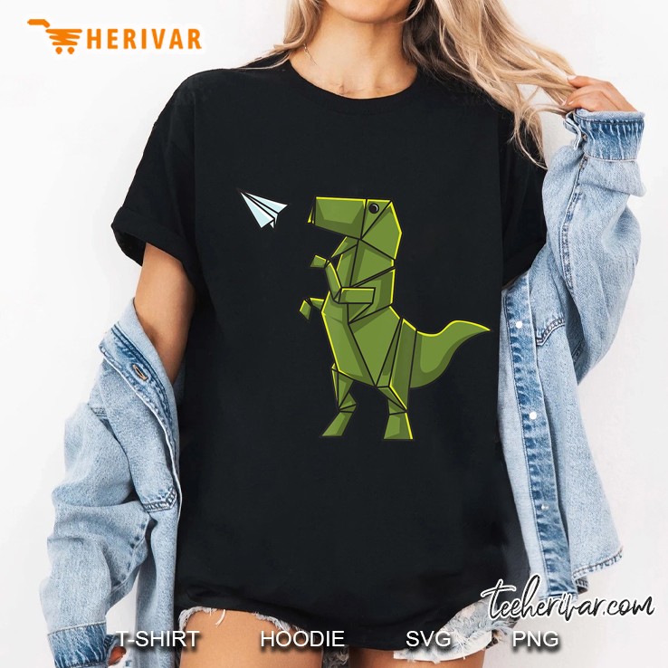 Origami T-Rex Dinosaur Flying Paper Airplane Tee Ladies Tee