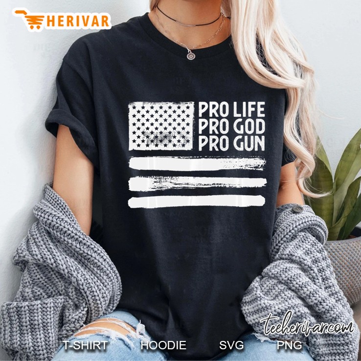 Pro Life Pro God Pro Gun Pullover Ladies Tee
