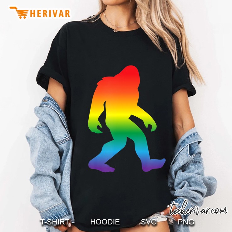 Rainbow Bigfoo, Cute Funny Gay Pride Month Lgbtq Gift Ladies Tee