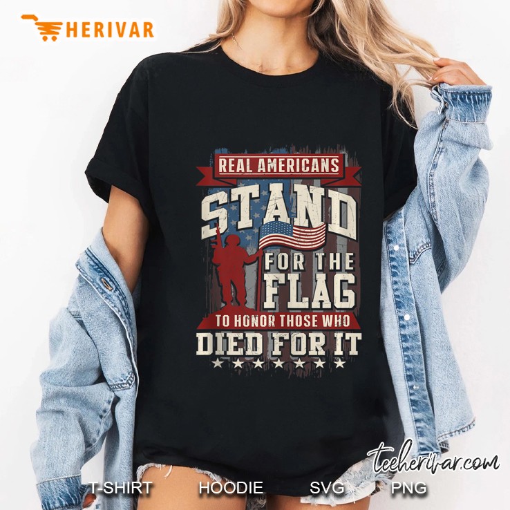 Real Americans Stand For The Flag To Honor The Fallen Tank Top Ladies Tee