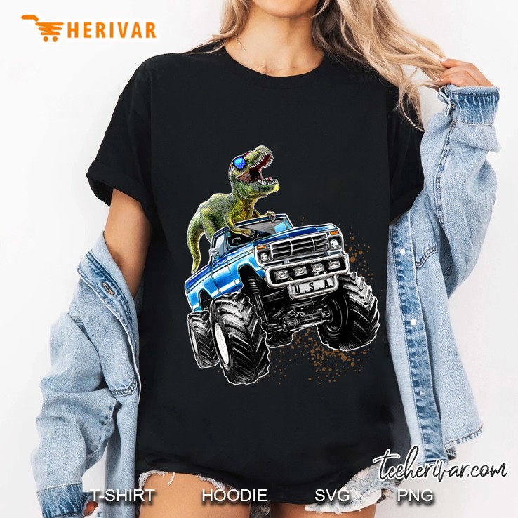 T Rex Dinosaur Monster Truck Patriotic Birthday Gift Boys Ladies Tee