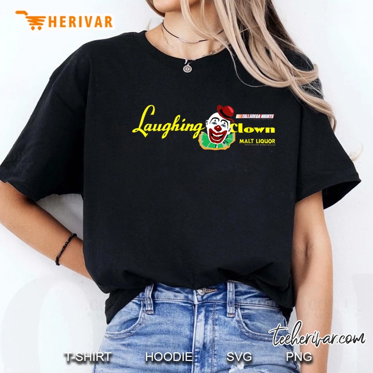Womens Talladega Nights Laughing Clown Malt Liquor Text Ladies Tee