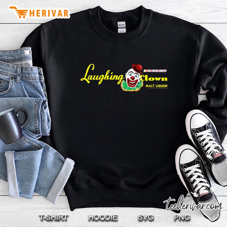 Womens Talladega Nights Laughing Clown Malt Liquor Text Sweatshirt