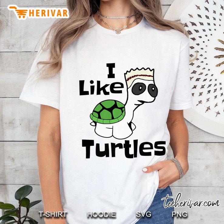 Funny I Like Turtles Shirt With Cute Cartoon Baby Tortoise Premium Ladies Tee