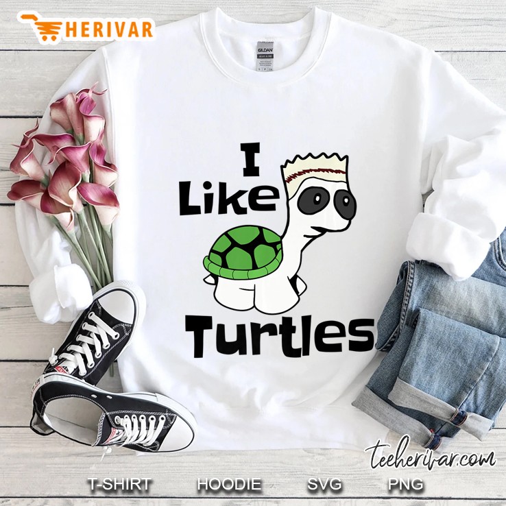 Funny I Like Turtles Shirt With Cute Cartoon Baby Tortoise Premium Sweatshirt